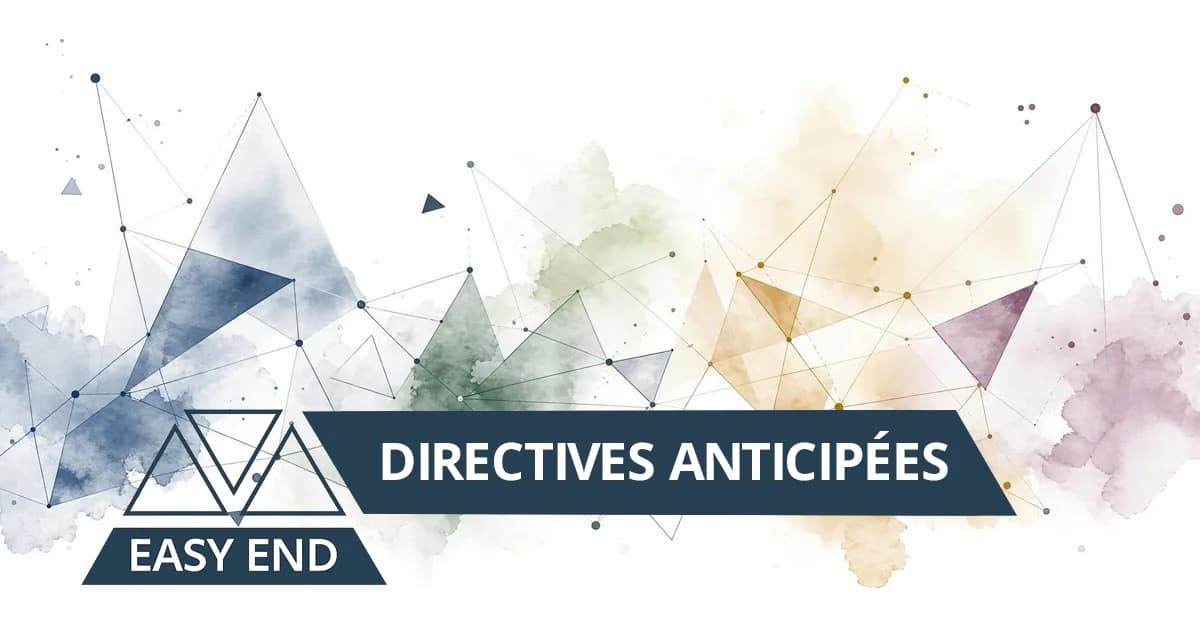 Directives anticipées : composition graphique EasyEnd en aquarelle et lignes géométriques