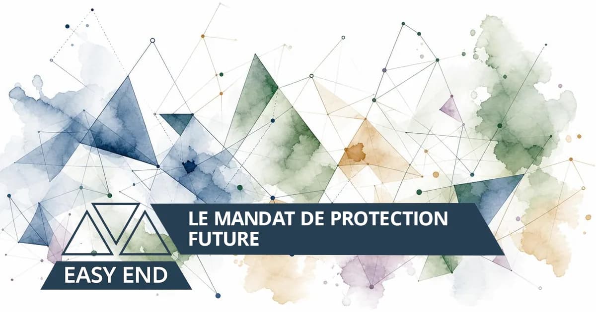 Le mandat de protection future : composition graphique EasyEnd en aquarelle et lignes géométriques
