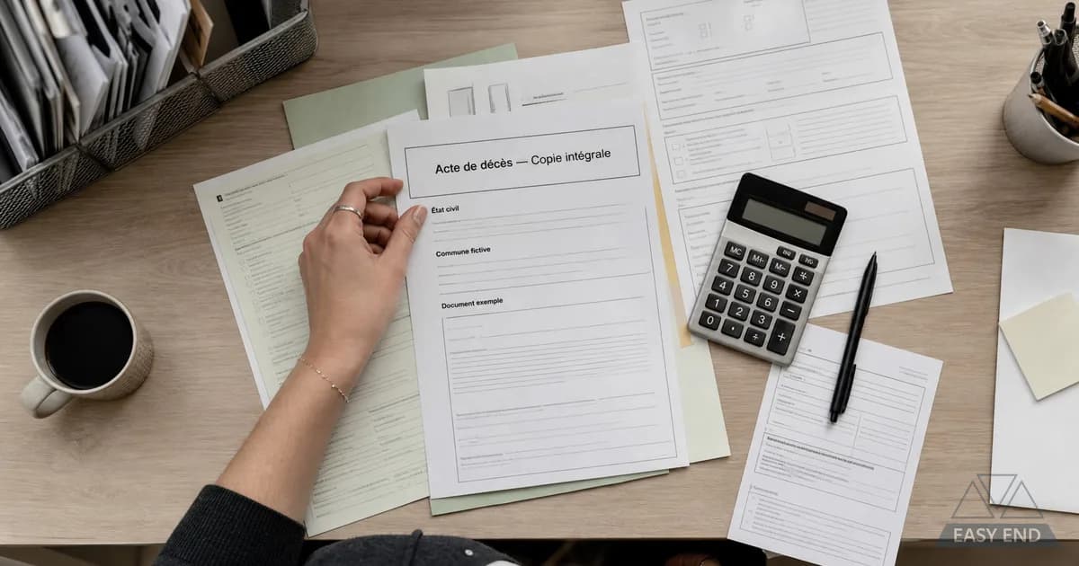 Documents administratifs posés sur un bureau, lumière du matin